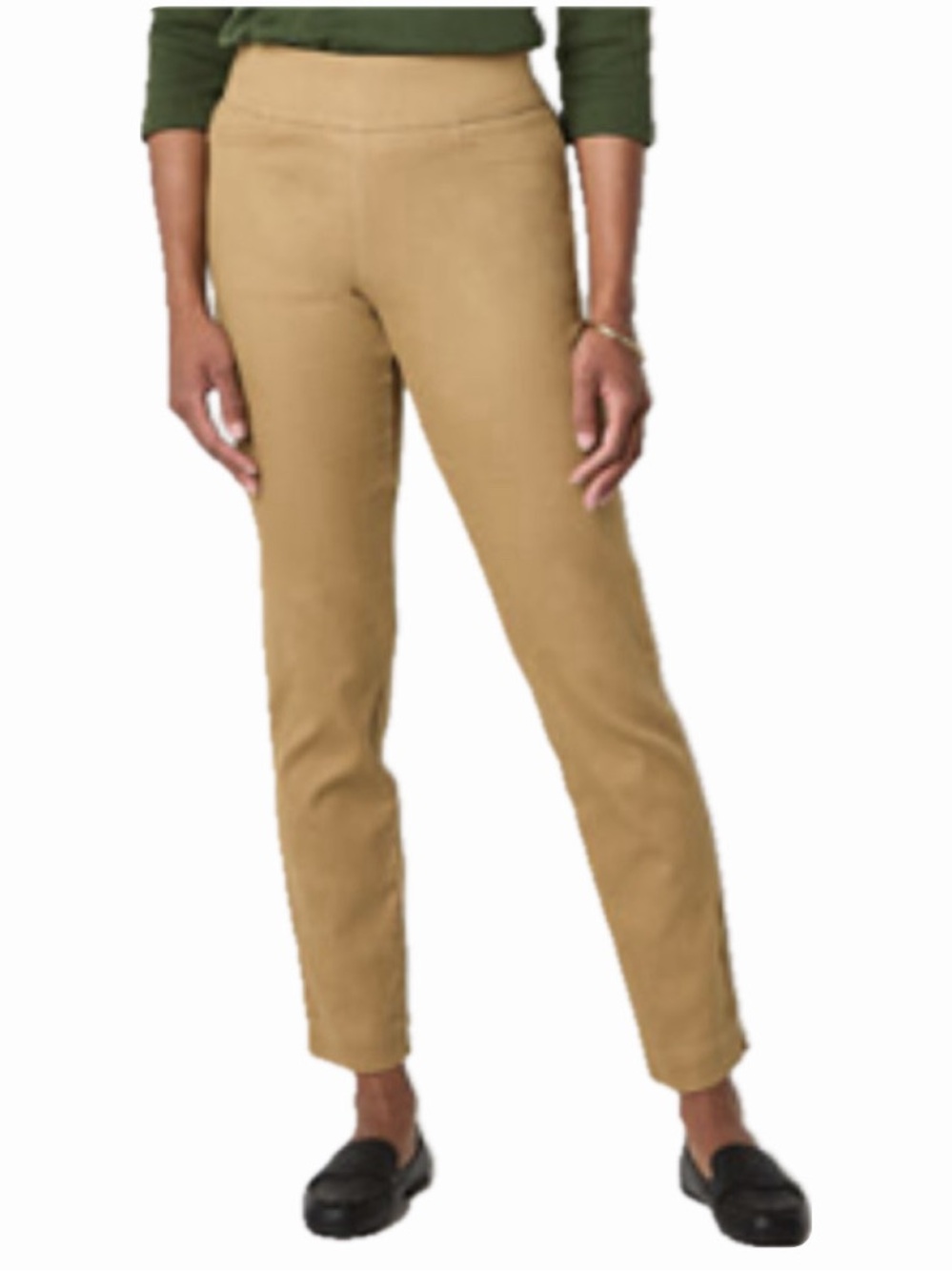 ST. JOHN'S BAY WOMEN 2T ANKLE MID-RISE FITTED HIP & THIGH SOLID BROWN PANTS NWT